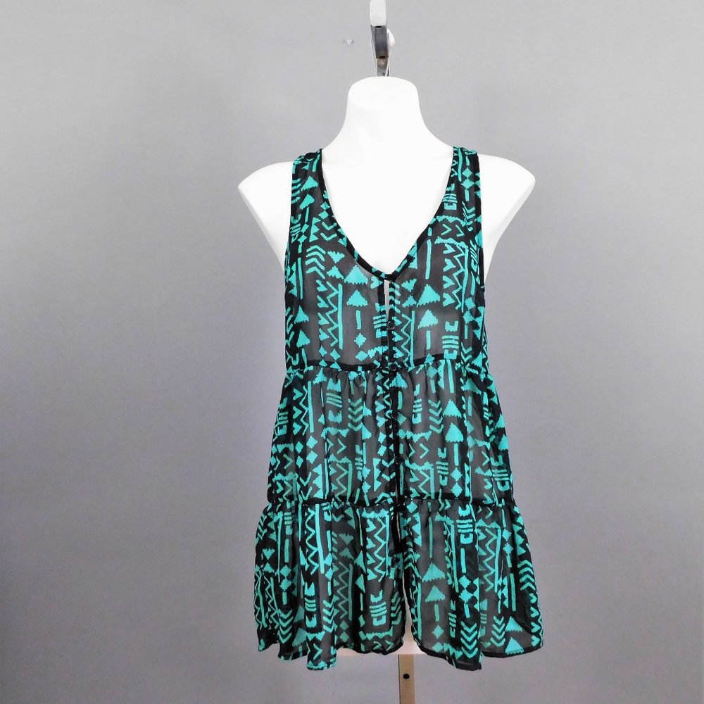 Forever 21 Women Shirt Size Medium Black Teal